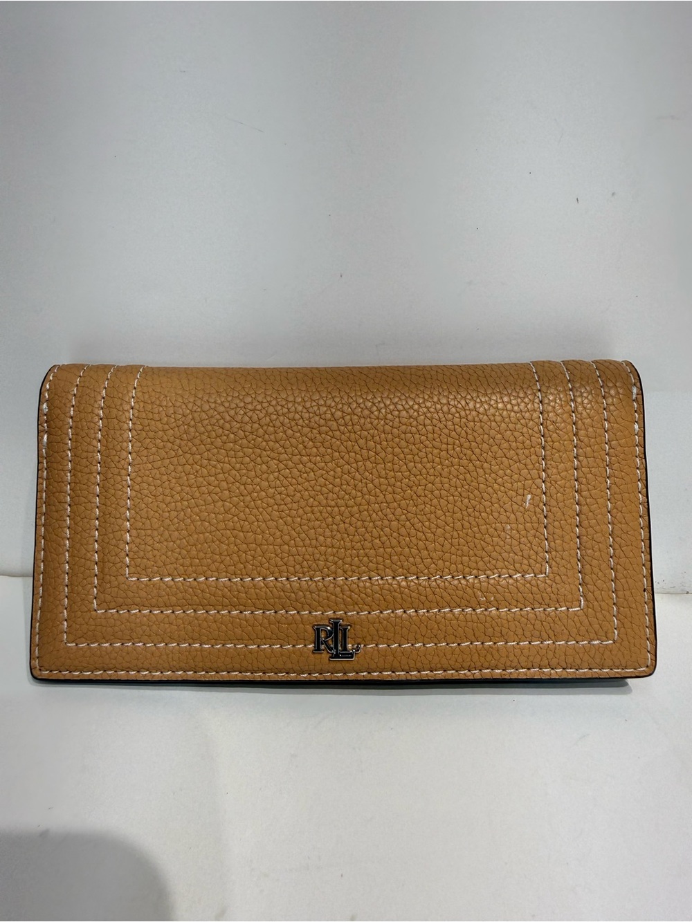 Ralph Lauren Tan Pebbled Leather Continental Wallet